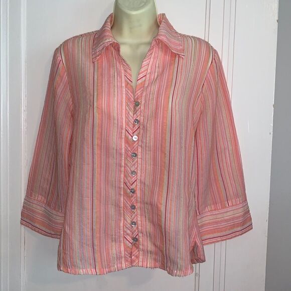 J. H. Collectibles orange striped shirt - Picture 1 of 11